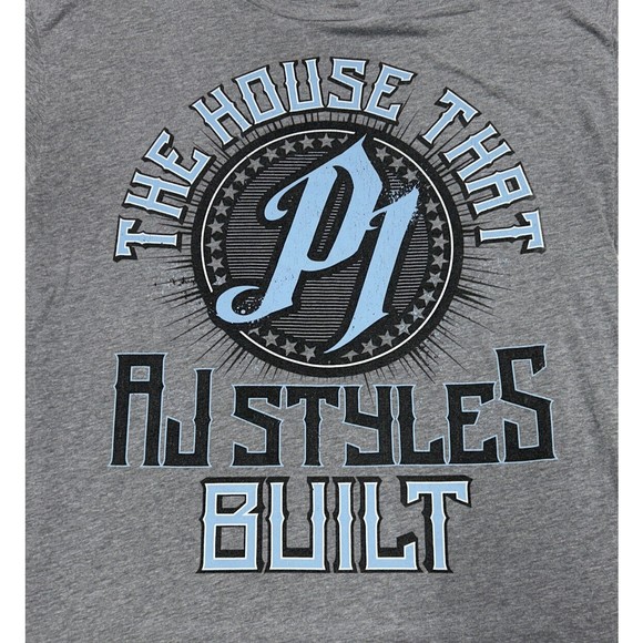 AJ Styles WWE The House That AJ Built Wrestling T-Shirt Gray Men's Size XL - Picture 4 of 7
